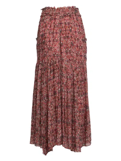 Isabel Marant Besma Printed Midi Skirt In Red