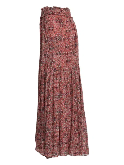 Isabel Marant Besma Printed Midi Skirt In Red