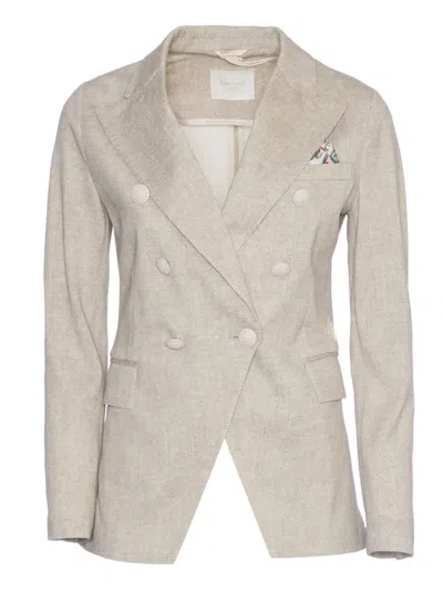 Circolo 1901 Stone Double-breasted Blazer With Sailor-style Buttons In Neutral