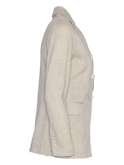 Circolo 1901 Stone Double-breasted Blazer With Sailor-style Buttons In Neutral