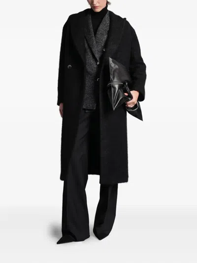 Tagliatore Tailored Black Alpaca-wool Blend Coat In Black