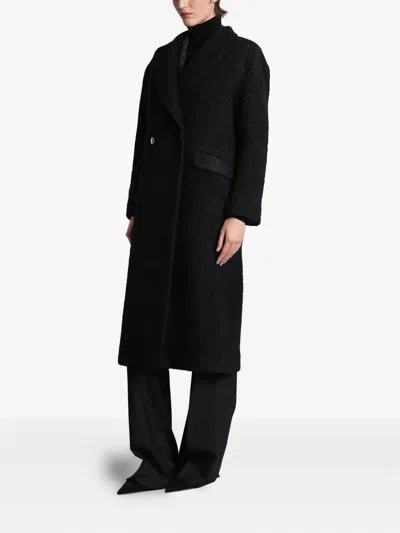 Tagliatore Tailored Black Alpaca-wool Blend Coat In Black