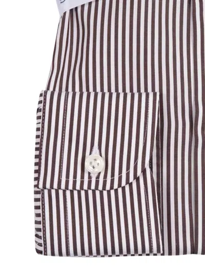 Sonrisa Vertical Stripe Formal Shirt In Brown