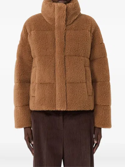 Weekend Max Mara Alfredo Funnel-neck Panelled Jacket In Brown