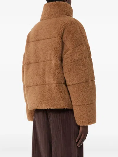 Weekend Max Mara Alfredo Funnel-neck Panelled Jacket In Brown