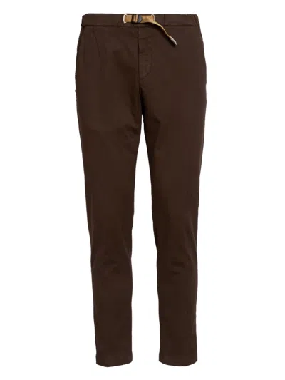 White Sand Brown Trousers In Cotton With Beige Belt In Brown