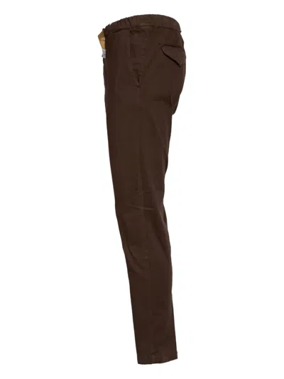 White Sand Brown Trousers In Cotton With Beige Belt In Brown