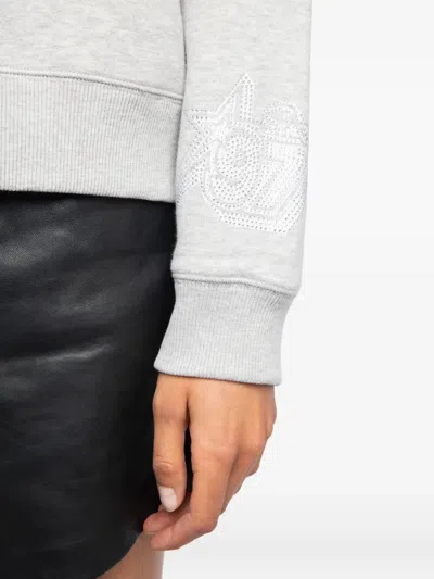 Zadig & Voltaire Womens Mira Logo-print Cotton-jersey Sweatshirt Gris Chine Clai Xs In Gray