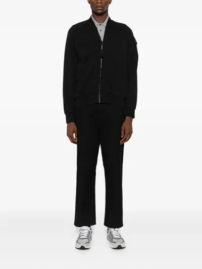 C.p. Company Structured Black Jacket With Ribbed Cuffs In Black