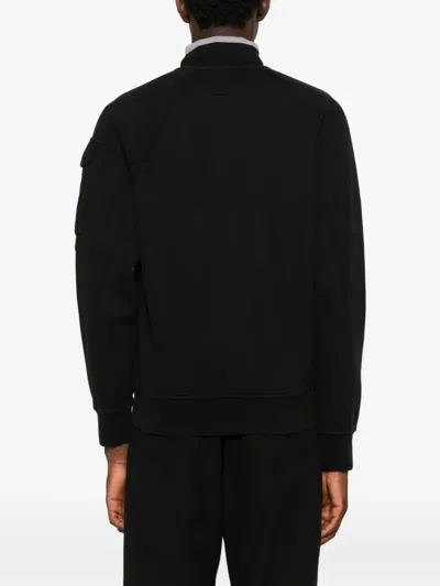 C.p. Company Structured Black Jacket With Ribbed Cuffs In Black