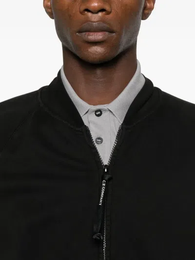 C.p. Company Structured Black Jacket With Ribbed Cuffs In Black