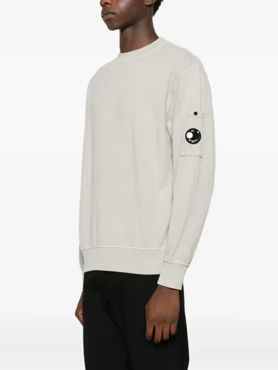 C.p. Company C.p.company Logo Cotton Crewneck Sweatshirt In Gray