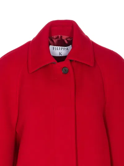 Filippa K Cocoon Raglan Sleeve Coat With Hidden Closure Coats Red In Red
