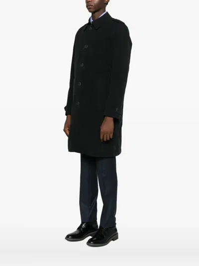 Herno Buttoned Single-breasted Coat In Black