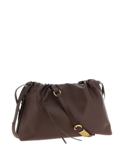 Pinko Mini Leather Clutch In Brown