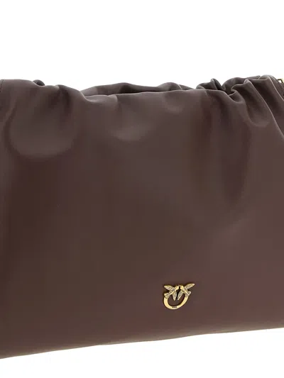 Pinko Mini Leather Clutch In Brown