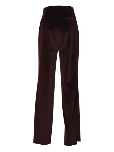 Tagliatore Straight-leg Trousers With High Waist And Subtle Sheen In Brown