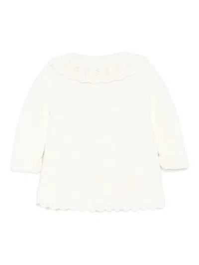 Paz Rodriguez Crochet-collar Knitted Cardigan In Neutral