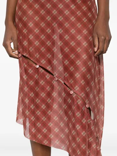 House Of Sunny Womens Retro Check Asymmetric Stretch-woven Midi Skirt Multi In Red