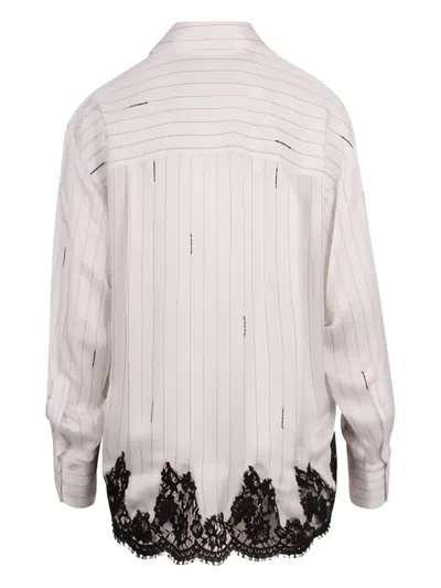 Ermanno Firenze Pinstriped Shirt With Lace In White