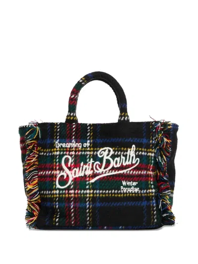 Mc2 Saint Barth Vanity Mini Wool Tartan Bag With Embroidery In Multi
