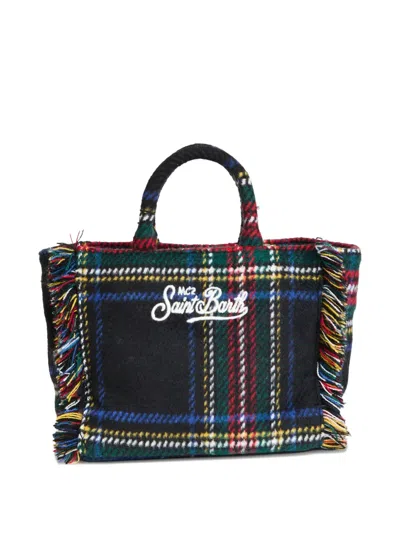 Mc2 Saint Barth Vanity Mini Wool Tartan Bag With Embroidery In Multi