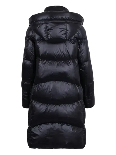 Ermanno Firenze Hooded Quilted Coat In Black