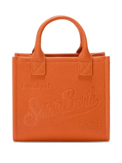 Mc2 Saint Barth Mini Embossed-logo Tote Bag In Brown