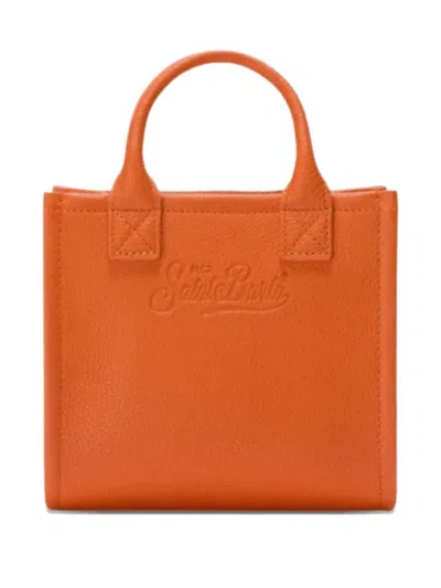 Mc2 Saint Barth Mini Embossed-logo Tote Bag In Brown