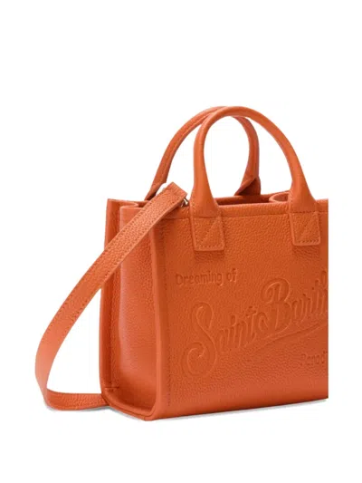 Mc2 Saint Barth Mini Embossed-logo Tote Bag In Brown