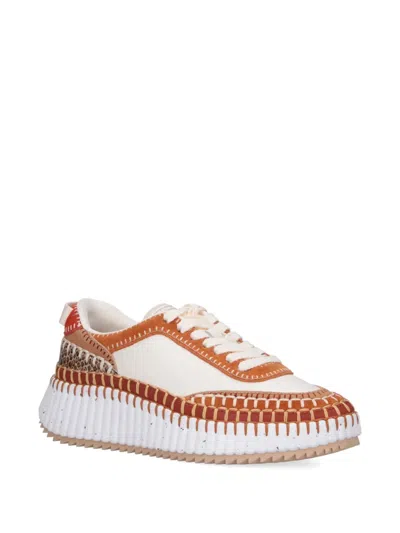 Chloé Nama Mixed Leather Low-top Platform Sneakers In Multi