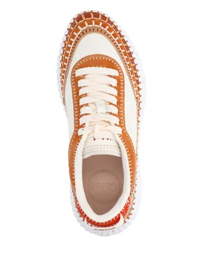 Chloé Nama Mixed Leather Low-top Platform Sneakers In Multi