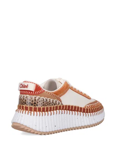 Chloé Nama Mixed Leather Low-top Platform Sneakers In Multi