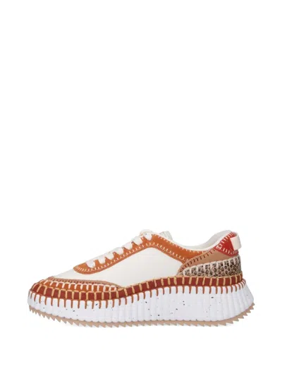 Chloé Nama Mixed Leather Low-top Platform Sneakers In Multi