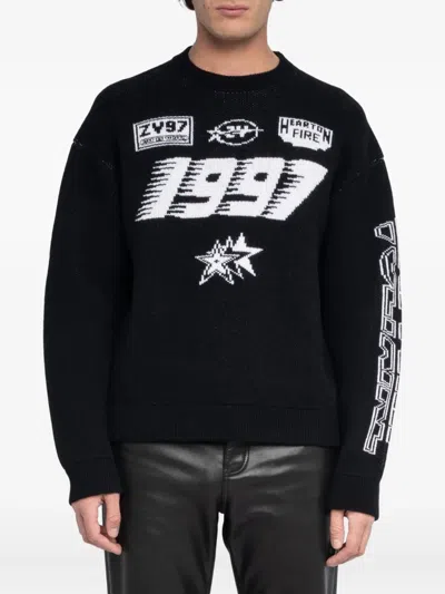 Zadig & Voltaire Marko Motocross Oversized Fit Sweater In Black