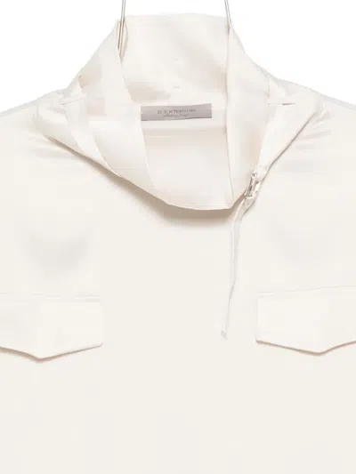 D Exterior Panelled Blouse In White