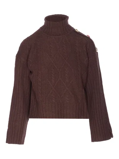 Liu •jo Crystal-application Sweater In Brown