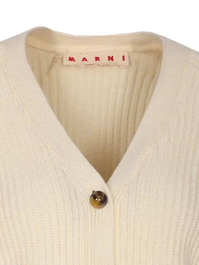 Marni Long Sleeve V-neck Knitted Cardigan In Neutral