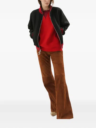 1989 Studio Stone Island Midnight Blue Nylon Bomber Jacket In Red