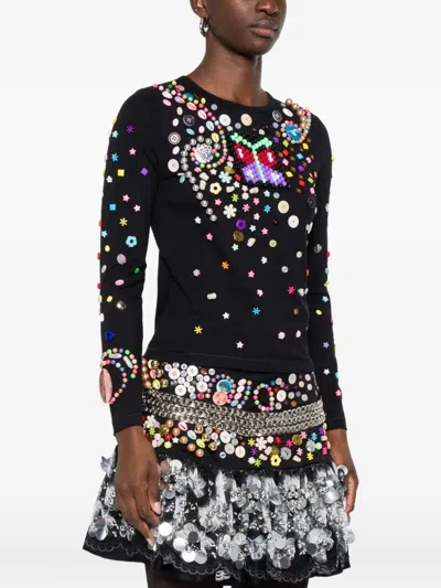 Chopova Lowena Black Night Defunct Beaded Jersey T-shirt In Black