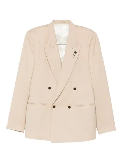 Lardini Double-breasted Jacket In Neutral