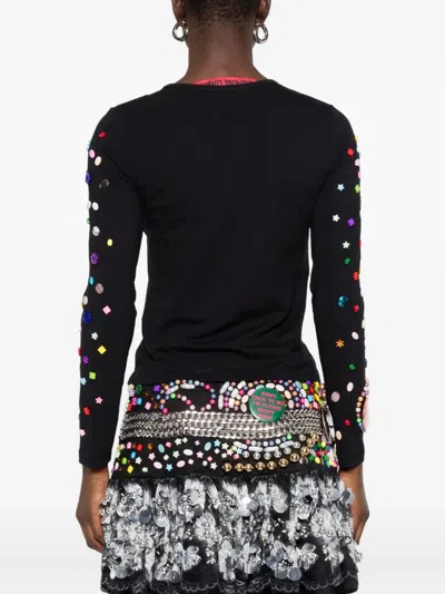 Chopova Lowena Black Night Defunct Beaded Jersey T-shirt In Black