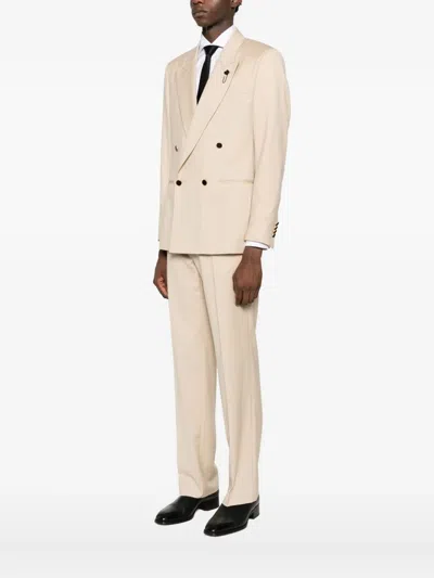 Lardini Double-breasted Jacket In Neutral