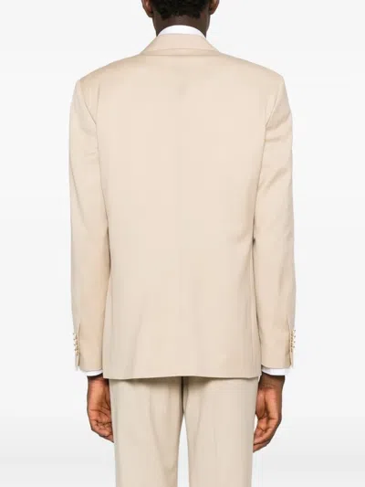 Lardini Double-breasted Jacket In Neutral