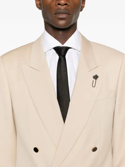 Lardini Double-breasted Jacket In Neutral