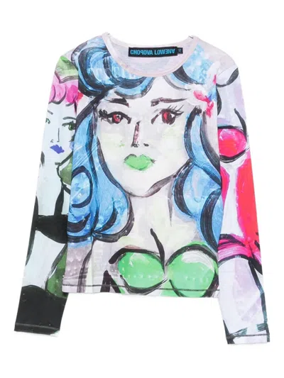 Chopova Lowena Multicolor Painted Pin Up Fitted Jersey T-shirt In Multi