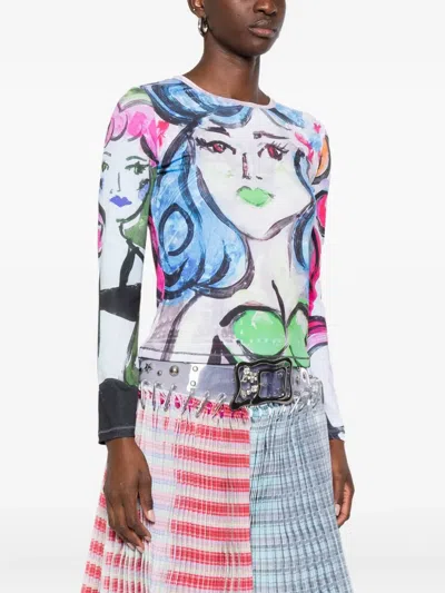 Chopova Lowena Multicolor Painted Pin Up Fitted Jersey T-shirt In Multi