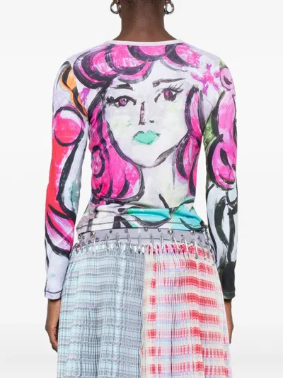 Chopova Lowena Multicolor Painted Pin Up Fitted Jersey T-shirt In Multi