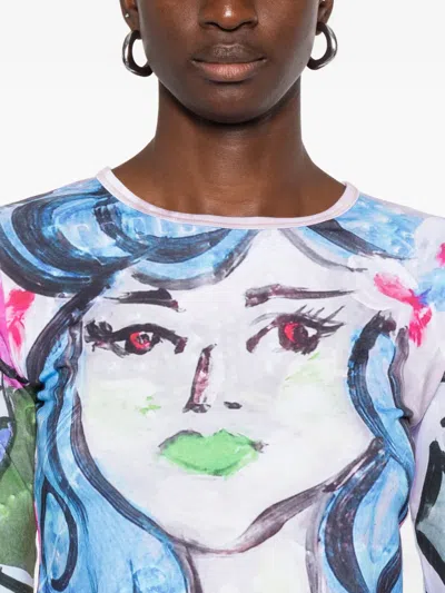 Chopova Lowena Multicolor Painted Pin Up Fitted Jersey T-shirt In Multi