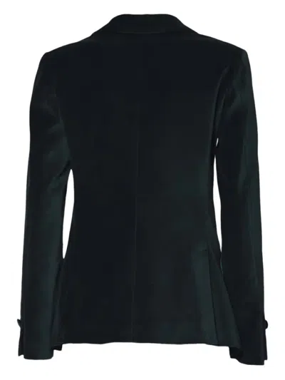 Merci Double-breasted Tailored Blazer With Velvet Texture In Green